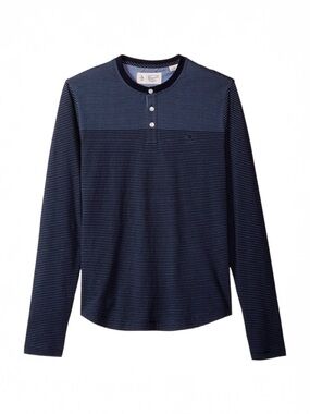 Original Penguin Men's Engineered Feeder Stripe Henley Long Sleeve T-Shirt Large